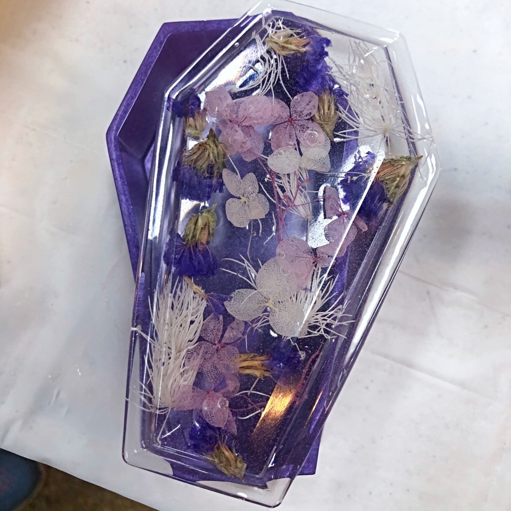 Coffin trinket box jewelry stash gothic floral